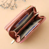 Women's Rhombus Mobile Phone Pocket Leather Messenger Purse