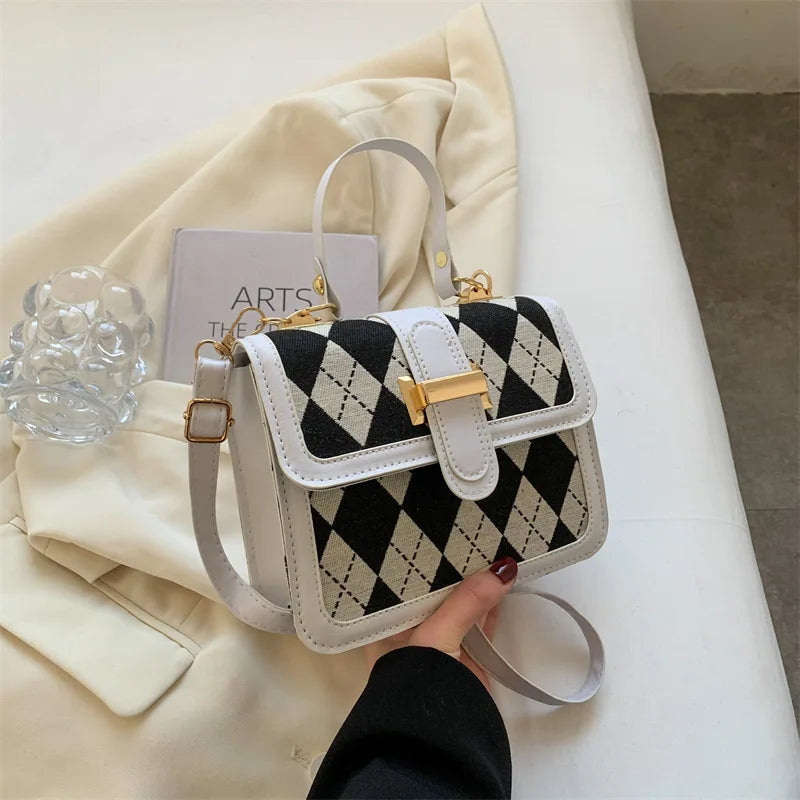 Rhombus Stitching Handbags Spring Shoulder Bag Retro Messenger Small Square Bag
