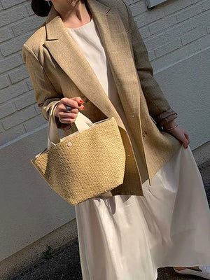 Rural Style Woven Retro Leisure Portable Straw Woven Summer Beach Bag