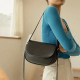 Vintage PU Leather Saddle Shoulder Bag Flap Messenger Crossbody Handbag