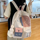 Women Backpack Patchwork Large Capacity Waterproof Nylon School Bag