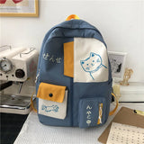 Women Backpack Patchwork Large Capacity Waterproof Nylon School Bag