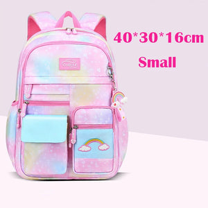 Colorful School Backpack for Girls Waterproof Grade 3 Years