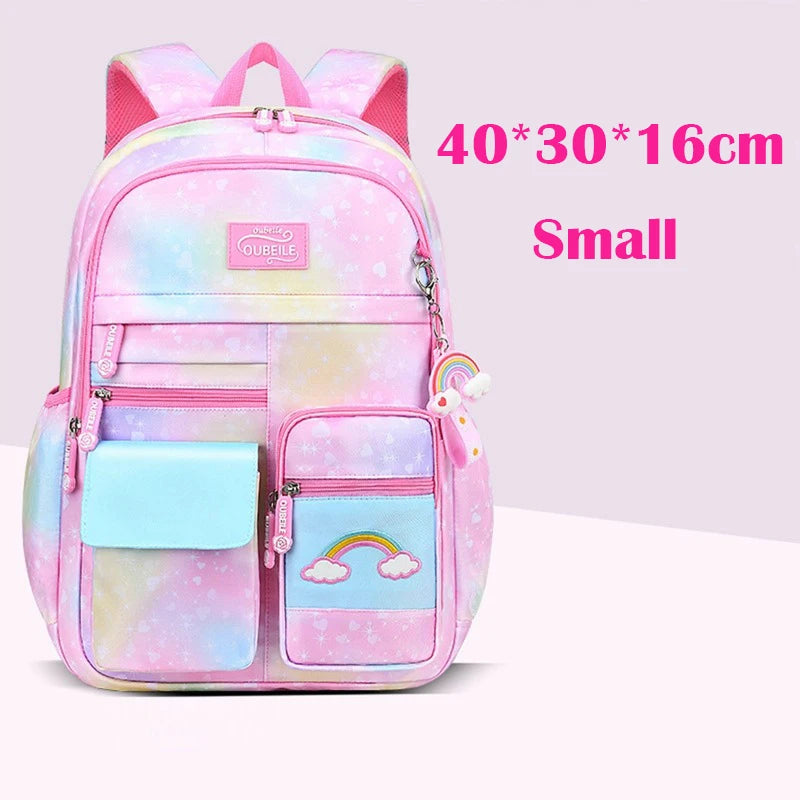 Colorful School Backpack for Girls Waterproof Grade 3 Years