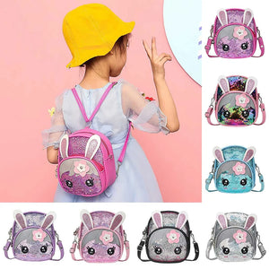 Sequins Backpack Cartoon School Bag For Girl Kindergarten with Rabbit Ear