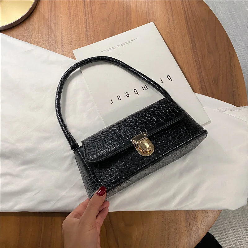 Stone Pattern Shoulder Bag Female Leather