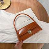 Stone Pattern Shoulder Bag Female Leather Solid Chain Female Bag