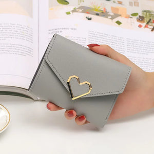 Engraved Kpop Heart Women's Wallet PU Leather Slim Female Purse