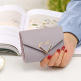 Engraved Kpop Heart Women's Wallet PU Leather Slim Female Purse