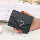 Engraved Kpop Heart Women's Wallet PU Leather Slim Female Purse