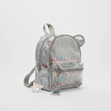 Silver Cat Ear Glitter Mini Backpack Ladies Children Sequin School Bag