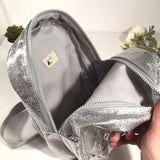 Silver Cat Ear Glitter Mini Backpack Ladies Children Sequin School Bag