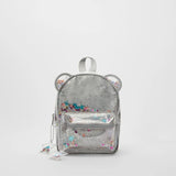Silver Cat Ear Glitter Mini Backpack Ladies Children School Backpack
