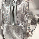 Silver Cat Ear Glitter Mini Backpack Ladies Children Sequin School Bag