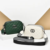 Zipper Leather Ring Buckle Square Diagonal Bag with Wide Shoulder Strap