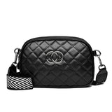 Zipper Leather Ring Buckle Square Diagonal Bag with Wide Shoulder Strap