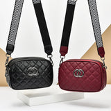 Zipper Leather Ring Buckle Square Diagonal Bag with Wide Shoulder Strap