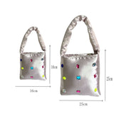 Small Square Bag Hand Sewn Gem Shoulder Bag Satin Diamond Inlaid