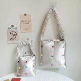 Small Square Bag Hand Sewn Gem Shoulder Bag Satin Diamond Inlaid