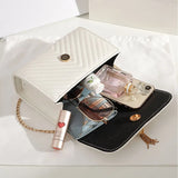 Rhombus Chain Ladies Bag Small Messenger Bag V Letter Tassel Crossbody