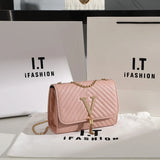 Rhombus Chain Ladies Bag Small Messenger Bag V Letter Tassel Crossbody