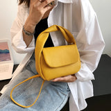 Small Soft Top Handle Tote Crossbody Bag Yellow PU Leather