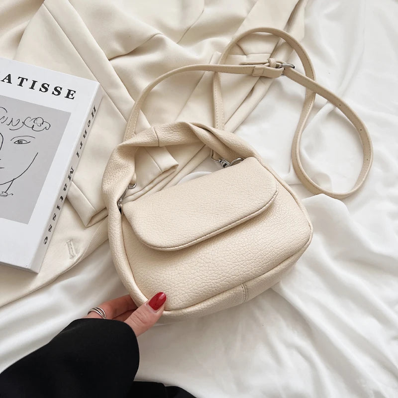 Small Soft Top Handle Tote Crossbody Bag Yellow PU Leather