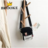 Cartoon Bear Mini Canvas Crossbody Bag for Girl