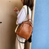 Small Women's Backpack PU Leather School Bag for Teenager Girls Daypack