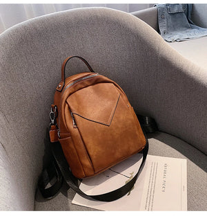 Small Women's Backpack PU Leather School Bag for Teenager Girls Daypack