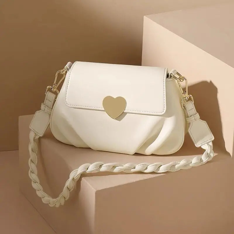 Heart Hasp Crossbody Bag Casual Messenger Bag