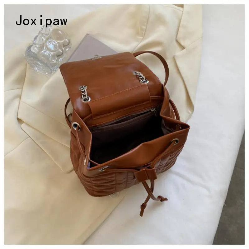 Vintage Drawstring Shoulder Bag for Women