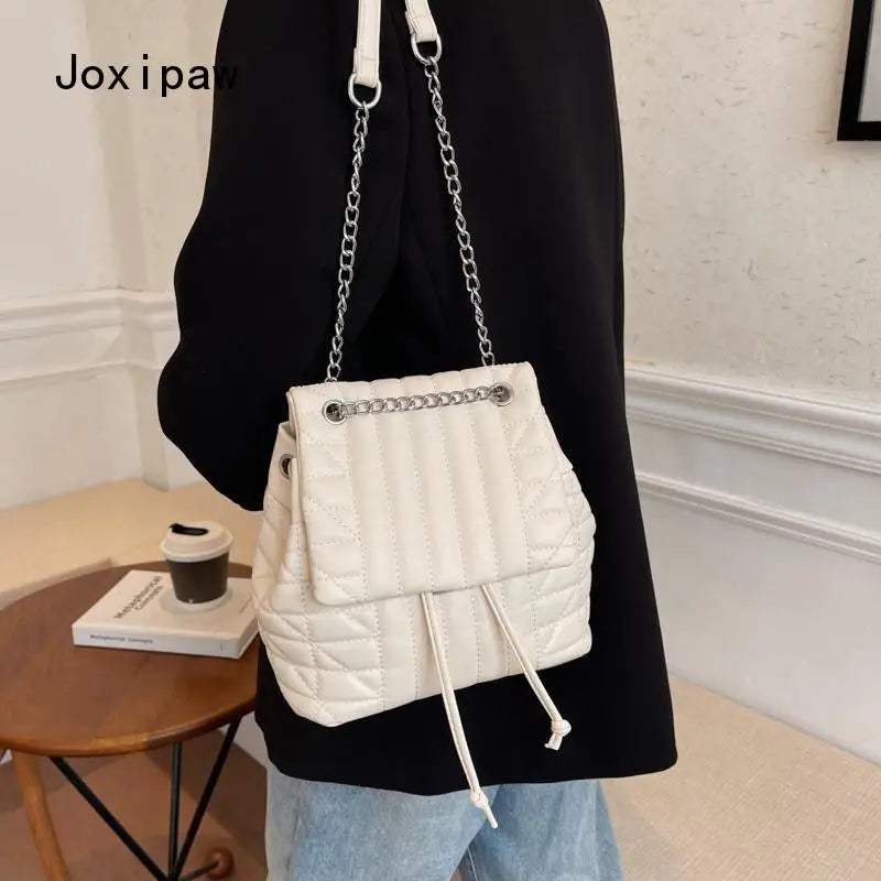 Vintage Drawstring Shoulder Bag for Women