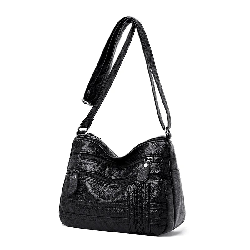 Vintage Patchwork PU Leather Crossbody Bag for Women Girl
