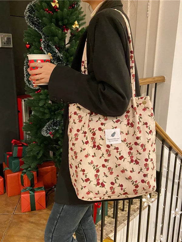 Corduroy Shoulder Bag Large Capacity Tote
