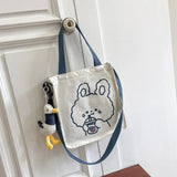Spring Autumn Bear Canvas Shoulder Bag Women Tote Handbag