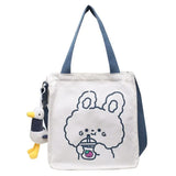 Spring Autumn Bear Canvas Shoulder Bag Women Tote Handbag