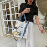Spring Autumn Bear Canvas Shoulder Bag Women Tote Handbag
