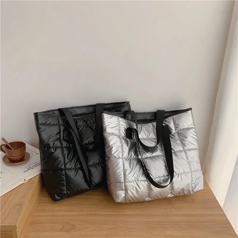 Spring Autum Women Winter Bag Padded Leather Handbags Vintage Handle C