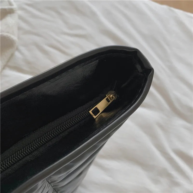 Spring Autum Women Winter Bag Padded Leather Handbags Vintage Handle C