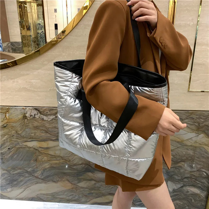 Spring Autum Women Winter Bag Padded Leather Handbags Vintage Handle C