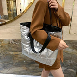 Spring Autum Women Winter Bag Padded Leather Handbags Vintage Handle C