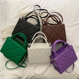Spring Plaid PU Leather Crossbody Bag Top Handle Women Shoulder Bag