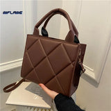 Spring Plaid Crossbody Bag PU Leather Top Handle Handbag