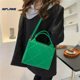 Spring Plaid Crossbody Bag PU Leather Top Handle Handbag