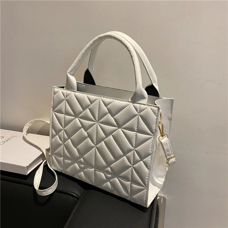 Spring Women Shoulder Bag Plaid PU Leather Crossbody Bags Top Handle Bag