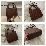 Spring Plaid Crossbody Bag PU Leather Top Handle Handbag