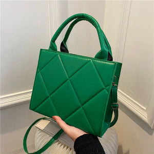 Spring Women Shoulder Bag Plaid PU Leather Crossbody Bags Top Handle Bag