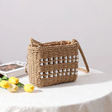 Square Straw Woven Bag Female Mori Straw Woven Bag Seaside Holiday Rattan Bag