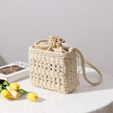 Square Straw Woven Bag Female Mori Straw Woven Bag Seaside Holiday Rattan Bag